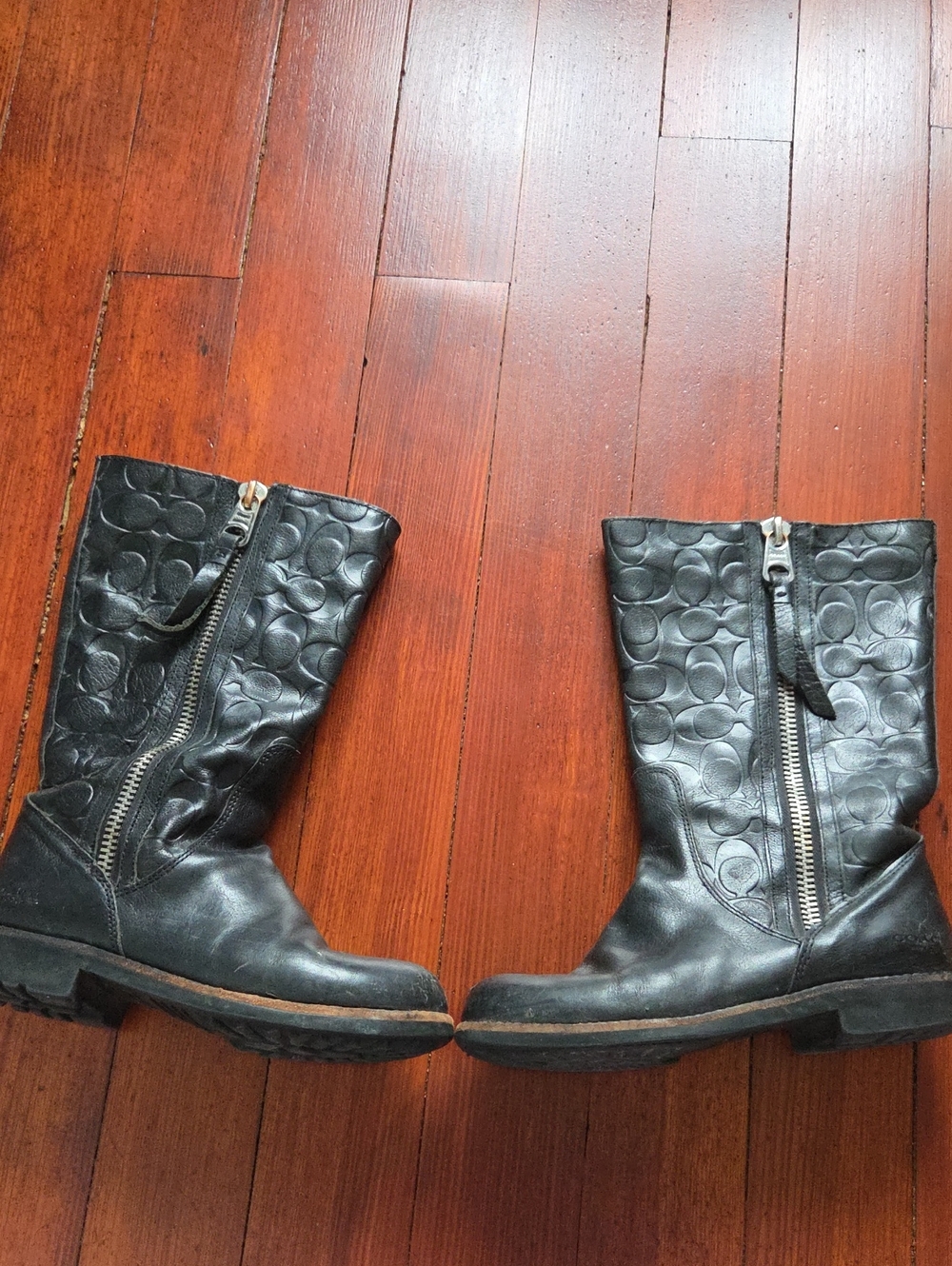 Coach Black Leather Moto Boots